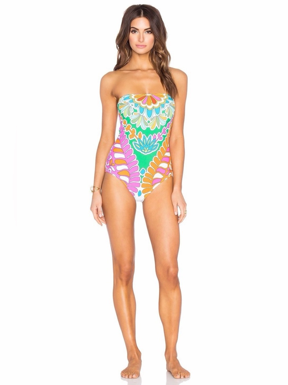 Trina Turk Tamarindo Convertible Bandeau Floral One Piece Swimsuit